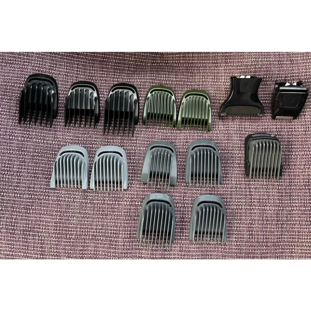 Philips Norelco Multigroomer Lot Bundle 14 Heads Guards Blades and Case NEW